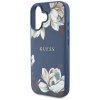 Etui Guess Grained Printed Flower        Pattern MagSafe do iPhone 16 niebieski