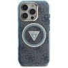 Etui Guess IML Metal Glitter 4G Circle   Triangle MagSafe do iPhone 16 Pro niebieski