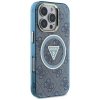 Etui Guess IML Metal Glitter 4G Circle   Triangle MagSafe do iPhone 16 Pro niebieski