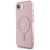 Etui Guess IML Glitter Circle MagSafe do iPhone 16e różowy