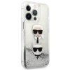 Karl Lagerfeld KLHCP13LKICGLS iPhone 13 Pro / 13 6,1 srebrny/silver hardcase Liquid Glitter Karl&Choupette Head