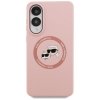 Etui Karl Lagerfeld Silicone Double      Heads And Circle MagSafe do Samsung Galaxy S25 Edge różowy