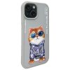 Nimmy etui iPhone 15 6.1 szary/gray     Glasses Cool Cat