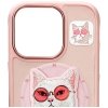 Etui Nimmy Glasses Cool Cat MagSafe do   iPhone 16 Pro różowy