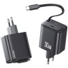USAMS Ład. siec. 1xUSB-C ze zwijanymkablem USB-C Retractable PD+QC 30W Gan Fast Charging czarny/black YC Series CC241TC01 (US-CC