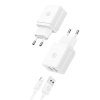 USAMS Ład. siec. 2xUSB 18W + kabelLightning/USB-A Fast Charging biały/white series HC HCXLTZ01