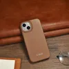 DUPLIKAT: iCarer CE Premium Leather Folio Case skórzane etui iPhone 14 z klapką magnetyczne MagSafe brązowy (WMI14220713-BN)