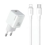 USAMS Ład. siec. 1xUSB-C PD20WPD3.0 Fast Charging US-CC183 + kabel USB-C/Lightning US-SJ610 biały/white YX Series YXXLOGTC03