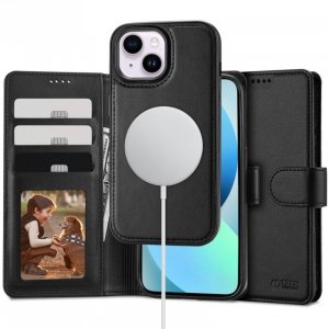 OTWIERANE KSIĄŻKOWE ETUI FUTERAŁ TECH-PROTECT  WALLET MAGSAFE IPHONE 13 BLACK