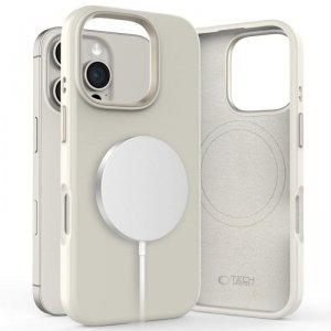 ETUI PLECKI CASE TECH-PROTECT  SILICONE PURE MAGSAFE IPHONE 16 PRO COSMIC LATTE