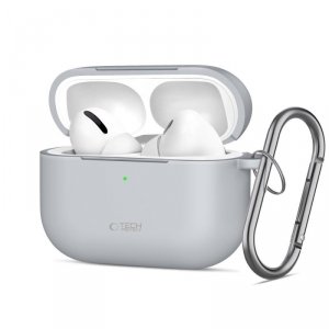 Etui Silikonowe z Karabińczykiem Tech-Protect Silicone Hook do AirPods Pro 3 Crayon Grey