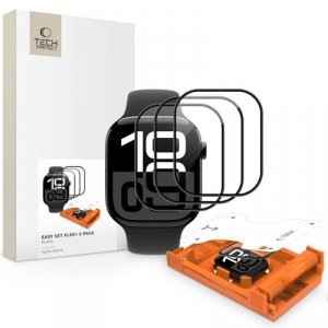 SZKŁO HYBRYDOWE TECH-PROTECT EASY SET FLEX+ 3-PACK APPLE WATCH 4 / 5 / 6 / SE 1 / 2 / 3 (44 MM) BLACK