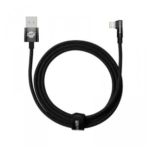 Baseus MVP 2 Elbow kątowy kabel przewód z bocznym wtykiem USB / Lightning 2m 2.4A czarny (CAVP000101)