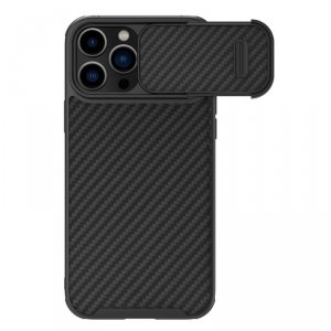 Nillkin Synthetic Fiber S Case etui iPhone 14 Pro z osłoną na aparat czarny