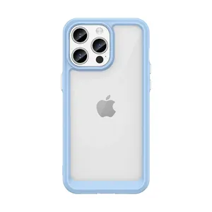 Wzmocnione etui z elastyczną ramką do iPhone 15 Pro Max Outer Space - niebieskie