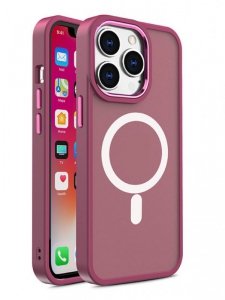 Magnetyczne etui z MagSafe Color Matte Case do iPhone 15 Pro Max - burgundowe