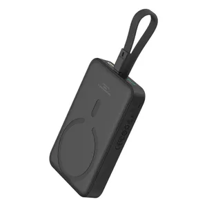 Powerbank Baseus Magnetic Mini MagSafe 10000mAh 20W z wbudowanym kablem Lightning - czarny + kabel Baseus Simple Series USB-C - 