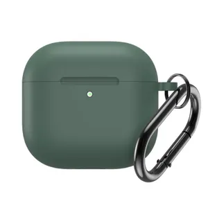 Etui silikonowe na Airpods 4 z karabińczykiem - zielone