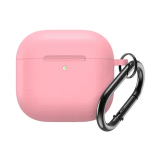 Etui silikonowe na Airpods 4 z karabińczykiem - różowe