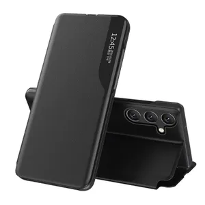 Eco Leather View Case etui do Samsung Galaxy S24 FE z klapką i podstawką - czarne