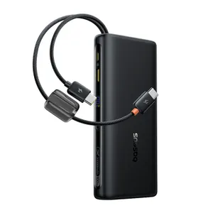 Powerbank Baseus EnerFill FC41 20000mAh 100W z wyświetlaczem cyfrowym i wbudowanym podwójnym kablem USB-C - czarny