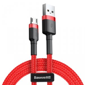 Baseus Cafule Cable wytrzymały nylonowy kabel przewód USB / micro USB QC3.0 1.5A 2M czerwony (CAMKLF-C09)