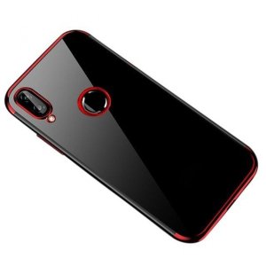 Clear Color case żelowy pokrowiec etui z metaliczną ramką Huawei P Smart 2019 czerwony