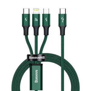 Kabel Baseus Rapid Series 3w1 USB-C - USB-C / Lightning / micro USB 20W PD 1.5m - zielony