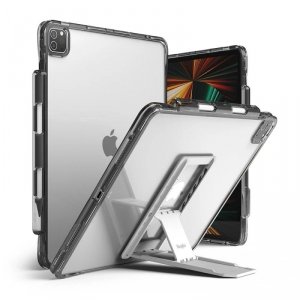 Ringke Fusion Combo Outstanding sztywne etui z żelową ramką do iPad Pro 12.9'' 2021 + samoprzylepna podstawka szary (FPC530R40)