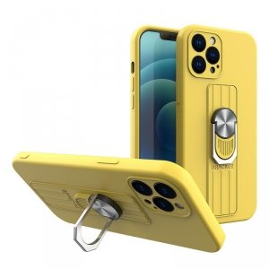 Ring Case silikonowe etui z uchwytem na palec i podstawką do iPhone 13 mini żółty