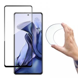 Wozinsky Full Cover Flexi Nano folia szklana szkło hartowane z ramką Xiaomi Mi 11T Pro / Mi 11T czarny
