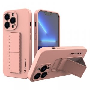 Wozinsky Kickstand Case silikonowe etui z podstawką iPhone 13 Pro różowe