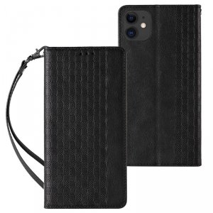 Magnet Strap Case etui do iPhone 13 mini pokrowiec portfel + mini smycz zawieszka czarny