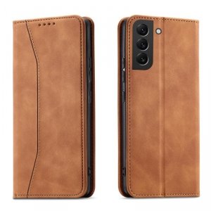 Magnet Fancy Case etui do Samsung Galaxy S22 pokrowiec portfel na karty kartę podstawka brązowy