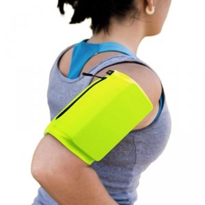 Elastyczny materiałowy armband opaska na ramię do biegania fitness S zielona