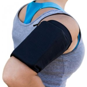 Elastyczny materiałowy armband opaska na ramię do biegania fitness L czarna