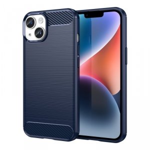 Carbon Case etui iPhone 14 elastyczny żelowy pokrowiec na tył plecki niebieski