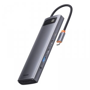 Baseus Metal Gleam wielofunkcyjny HUB USB Typ C 12w1 HDMI / DP / USB Typ C / minijack 3.5mm / RJ45 / SD (WKWG020213)