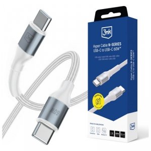 Kabel 3MK Hyper Cable N-SERIES USB-C do  USB-C 1m 20V/3A 60W biały