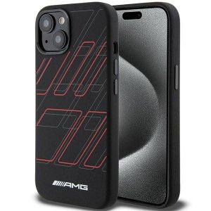 AMG AMHMP15S23SSPK iPhone 15 / 14 / 13 6.1 czarny/black hardcase Silicone Large Rhombuses Pattern MagSafe