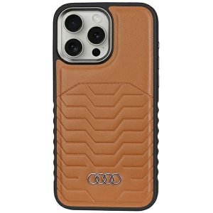 Audi Synthetic Leather MagSafe iPhone 15 Pro 6.1 brązowy/brown hardcase AU-TPUPCMIP15P-GT/D3-BN