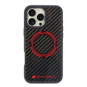 Audi Carbon Fiber Sport Red CircleMagSafe iPhone 16 Pro Max 6.9 czarny/black hardcase AUS-TPUPCMIP16PM-RSQ/D5-BK