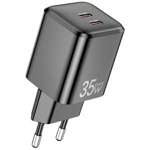 AWEI ład. siec. PD65-EU 35W2x USB-C czarna/black GaN