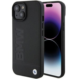 BMW BMHCP15SSLLBK iPhone 15 6.1 czarny/black Leather Hot Stamp