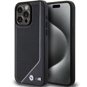 BMW BMHMP15L23PUCPK iPhone 15 Pro 6.1 czarny/black hardcase Perforated Twisted Line MagSafe