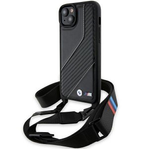 BMW BMHCP15S23PSCCK iPhone 15 / 14 / 13 czarny/black hardcase M Edition Carbon Stripe & Strap