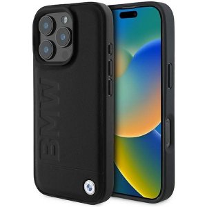BMW BMHCP16XSLLBK iPhone 16 Pro Max 6.9czarny/black hardcase Leather Hot Stamp