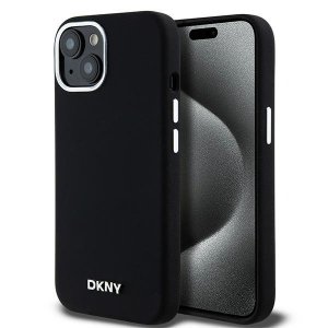 DKNY DKHMP15SSMCHLK iPhone 15 / 14 / 13 6.1 czarny/black hardcase Liquid Silicone Small Metal Logo MagSafe