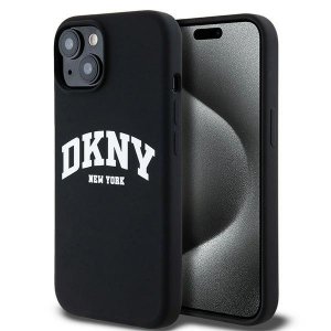 DKNY DKHMP15SSNYACH iPhone 15 / 14 / 13 6.1 czarny/black hardcase Liquid Silicone White Printed Logo MagSafe