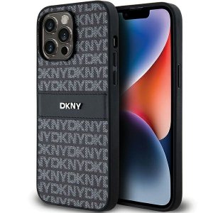 DKNY DKHCP14XPRTHSLK iPhone 14 Pro Max6.7 czarny/black hardcase Leather Mono Stripe & Metal Logo